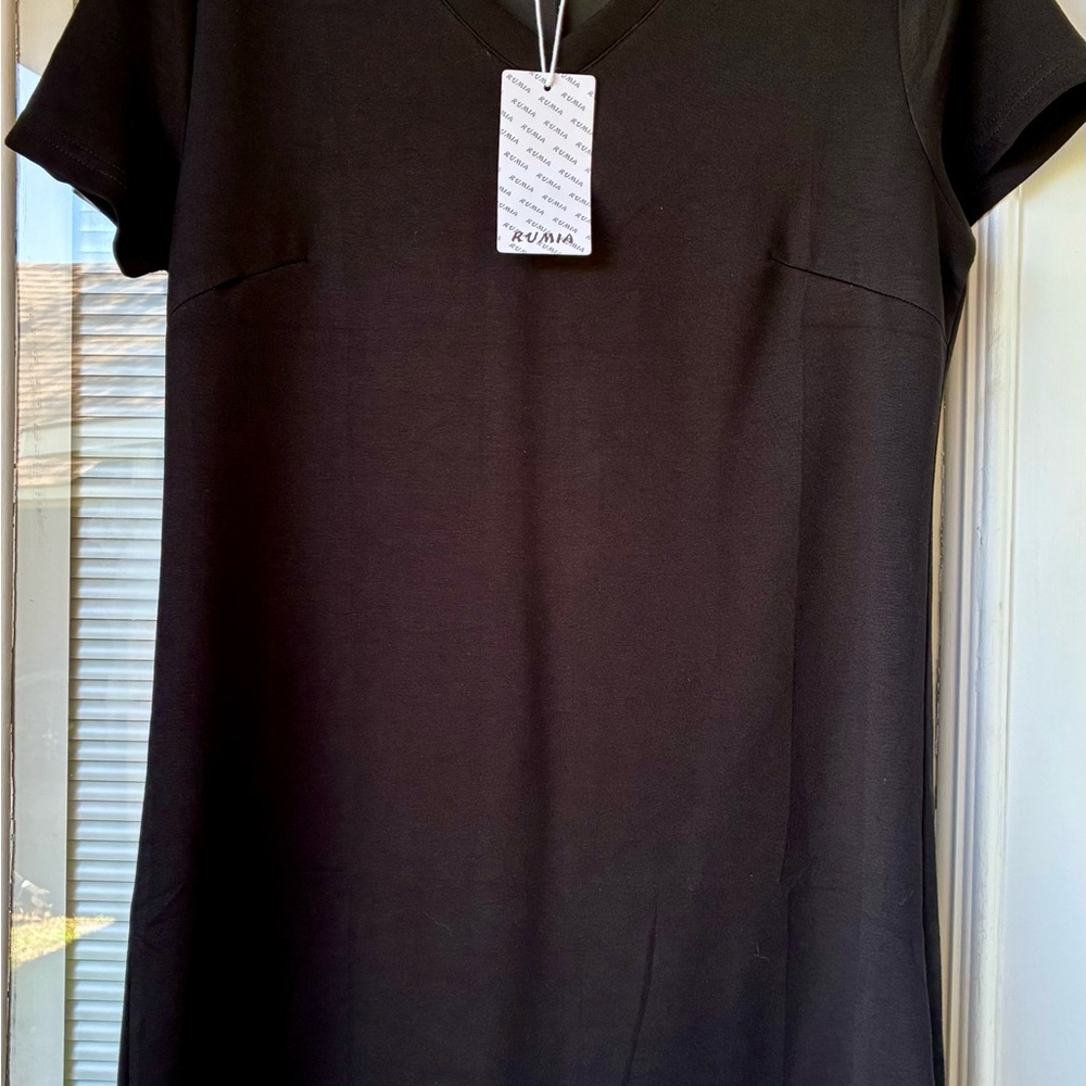 Umi Black V-Neck Short Sleeve Tee Dress